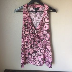 INC plunge v-neck tank pink with sequins